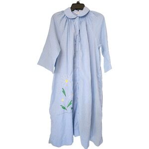 Vintage Models Coat Blue Gingham Button Down House‎ Dress Size 20 Large Pockets